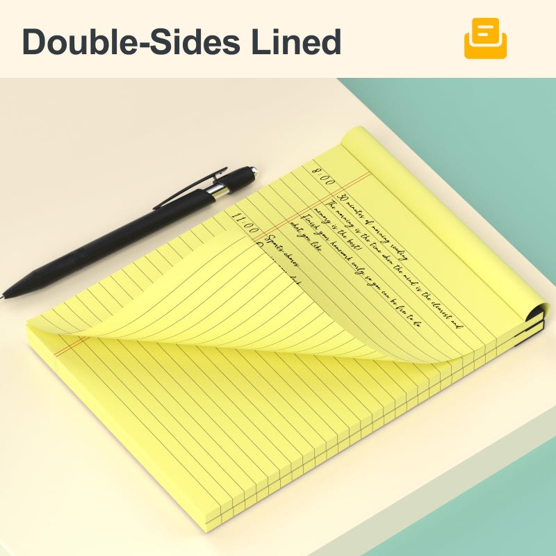 PINJINGPRO 8 Pack Yellow Legal Pads 5x8 Small Note Pads 240 Sheets Perforated Yellow Pads Paper Narrow Ruled Writing Pad 80gsm Premium Thick Paper College Ruled Legal Notepads for Students  Office  Business - Image 4